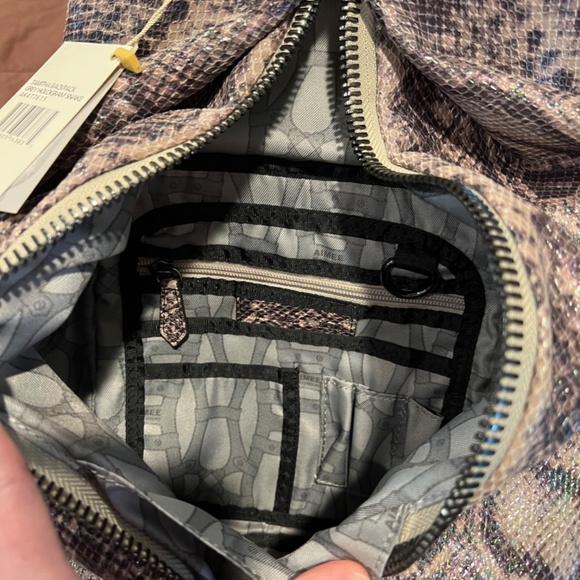 Aimee Kestenberg Tamitha Backpack Grey Hologram Snake *NWT* - Picture 4 of 6